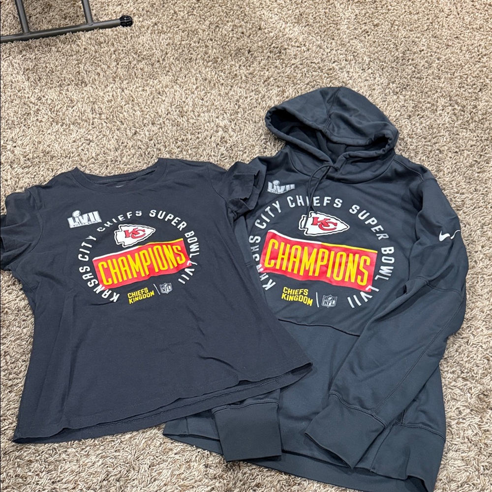 Nike Kids Kansas City Chiefs Champions Tee and Hoodie - Grey
